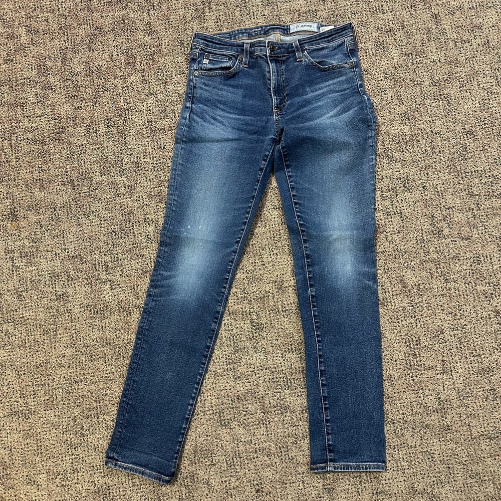 Ag Adriano Goldschmied Blue Skinny Jeans with Faded Details